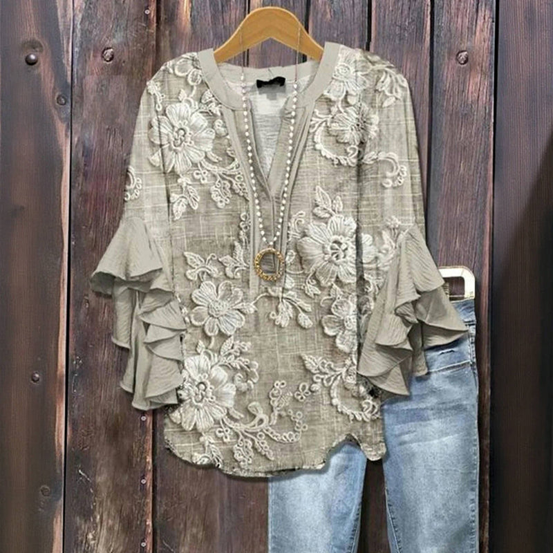 Vintage bluse med blomstermønster