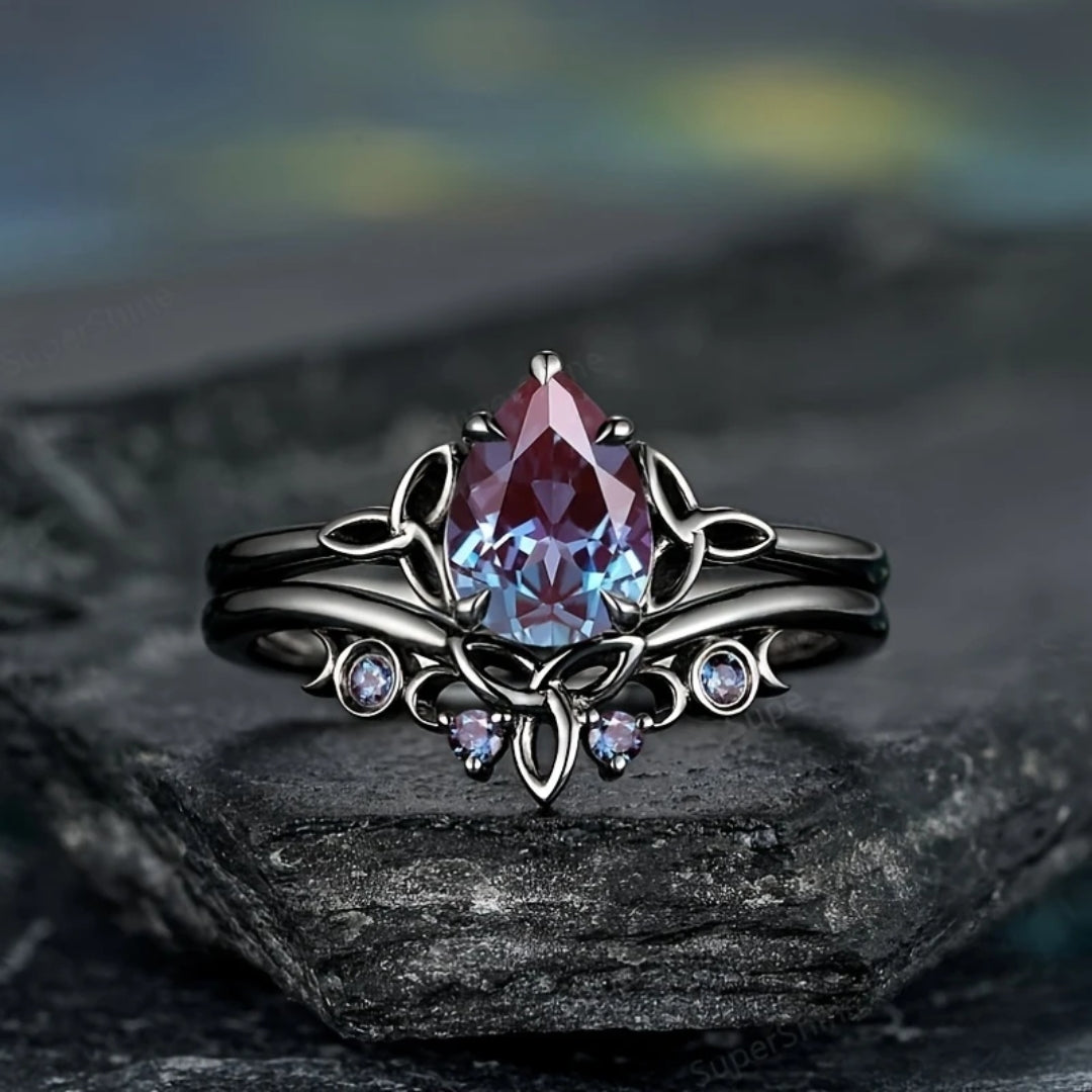 Ring med lilla stein