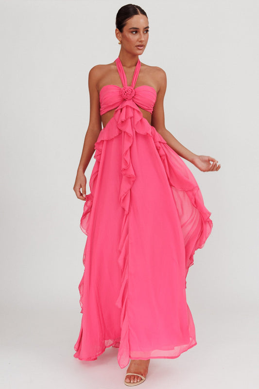Santiago maxikjole – stroppeløs chiffon