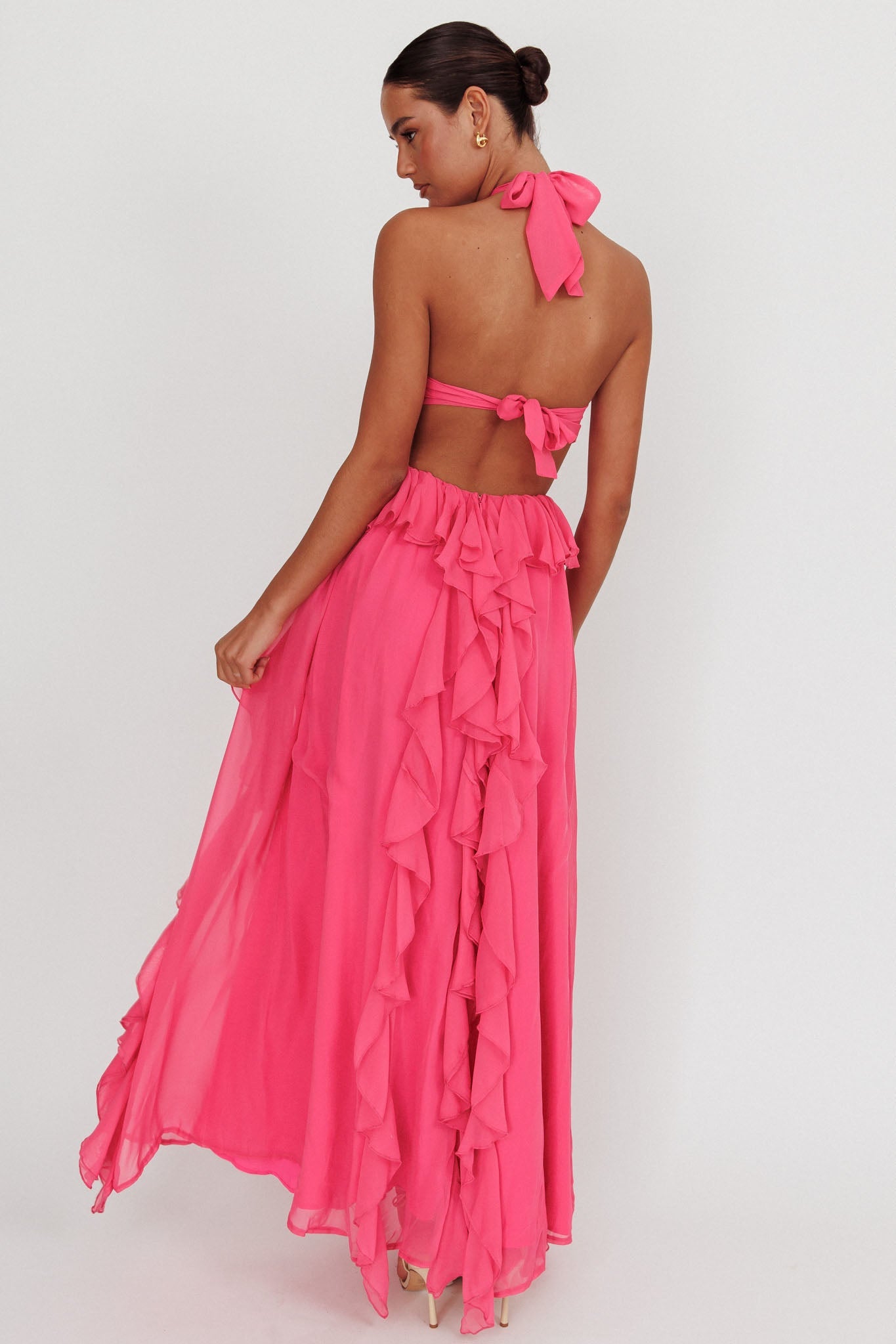 Santiago maxikjole – stroppeløs chiffon