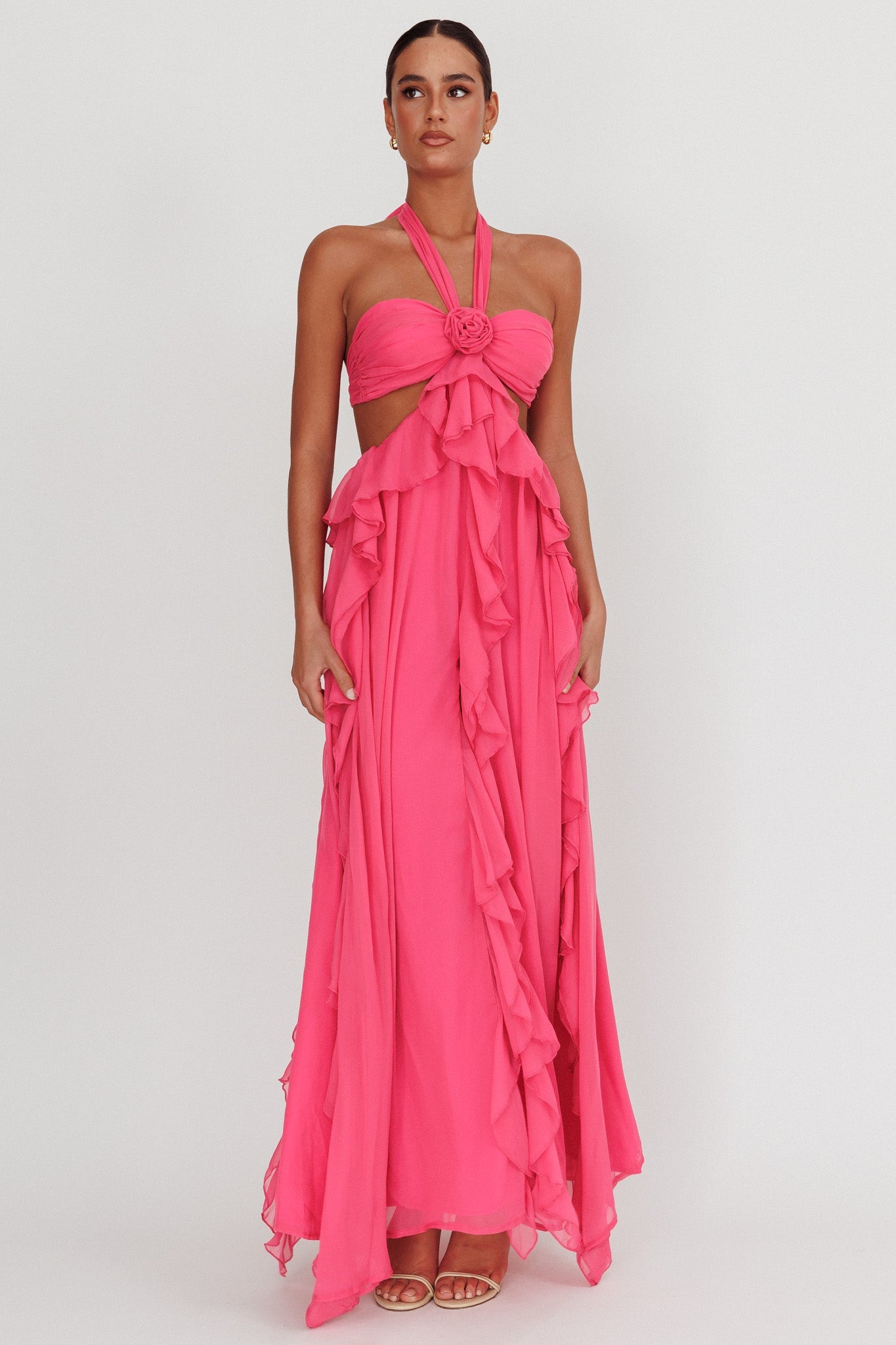 Santiago maxikjole – stroppeløs chiffon