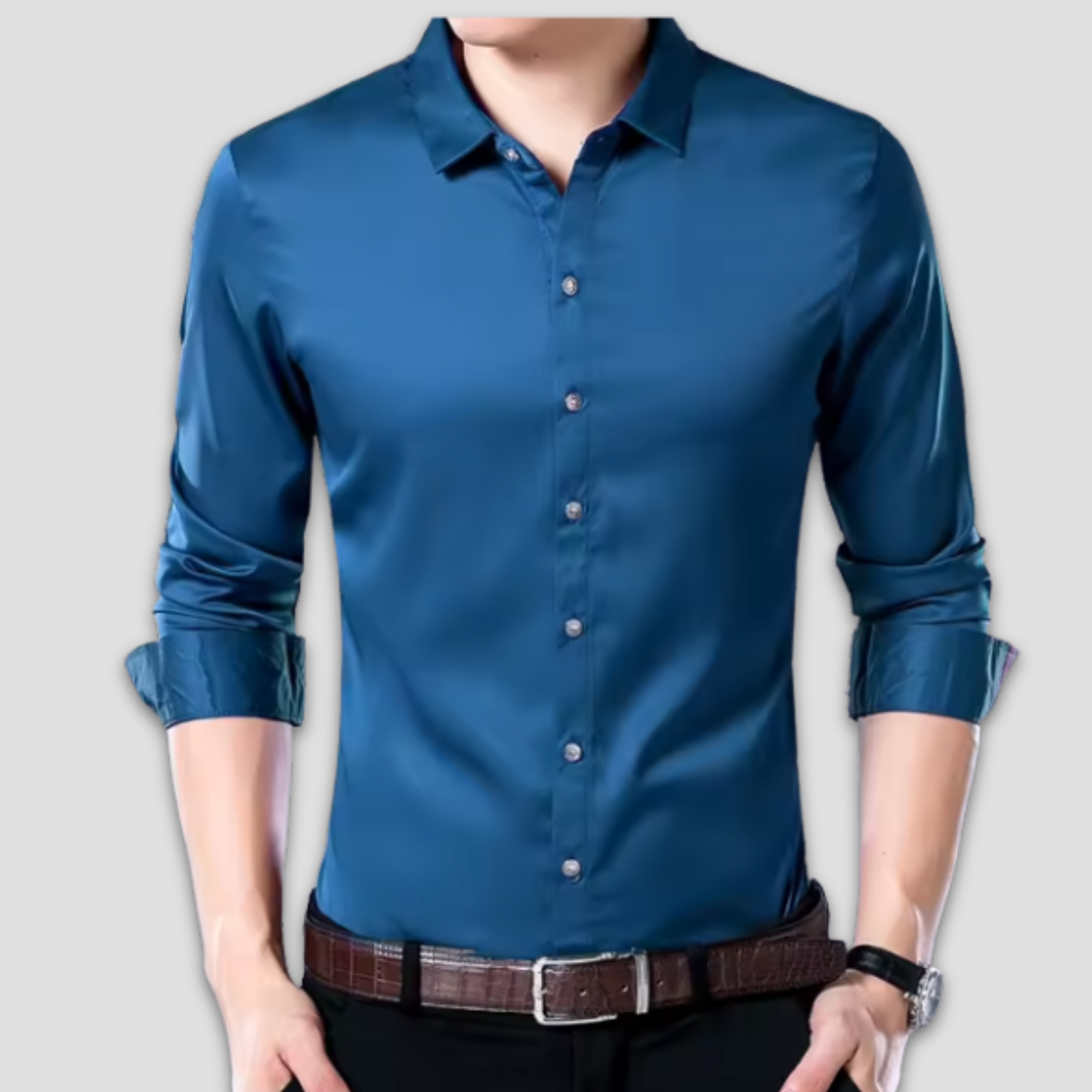 Skrynkelfri herre-longsleeve