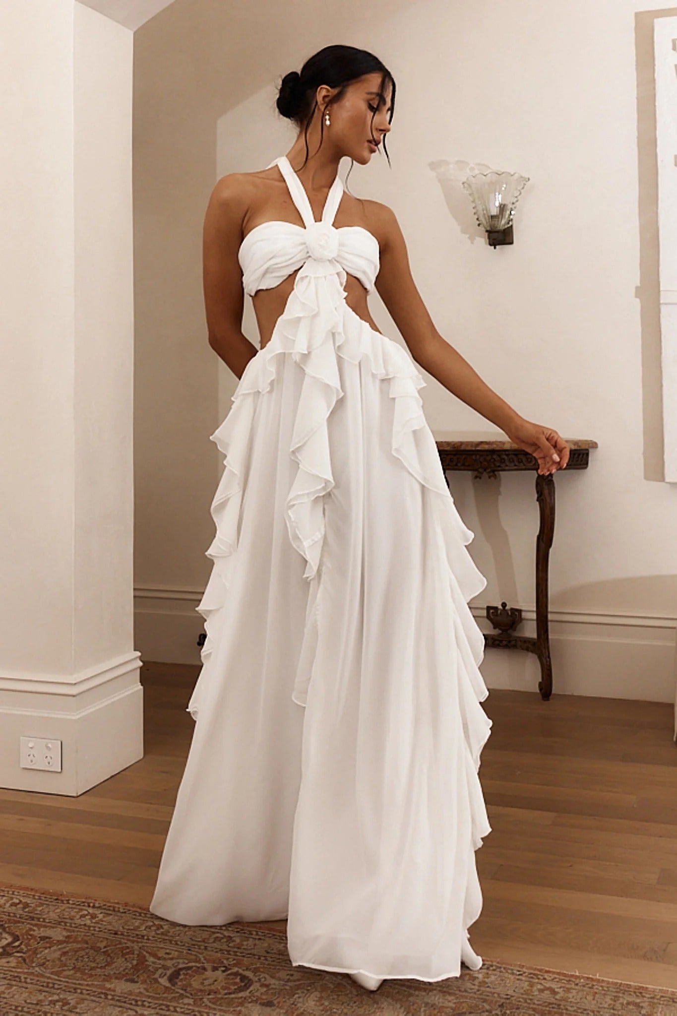 Santiago maxikjole – stroppeløs chiffon