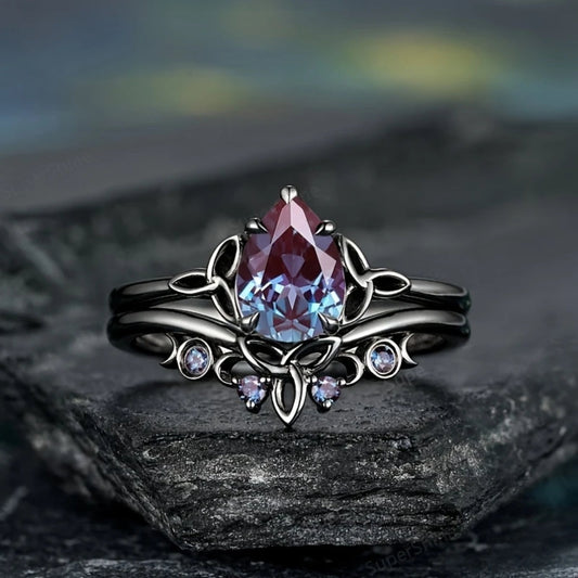 Ring med lilla stein