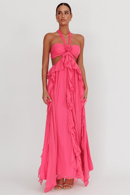 Santiago maxikjole – stroppeløs chiffon
