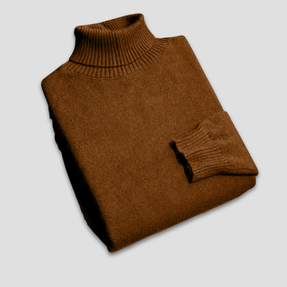 Ensfarvet høyhalset herregenser