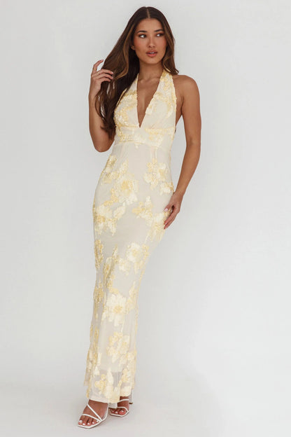 Cipriana maxikjole – mesh-eleganse