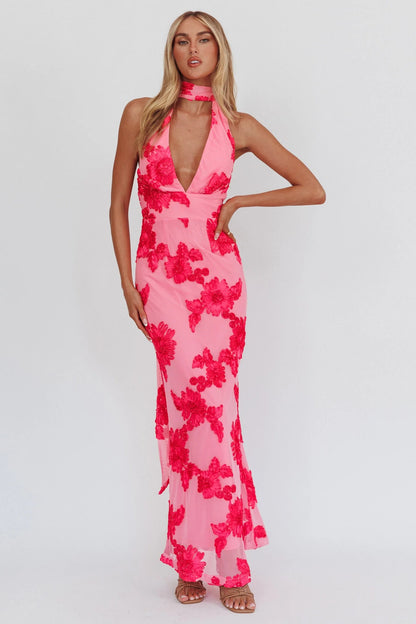 Cipriana maxikjole – mesh-eleganse