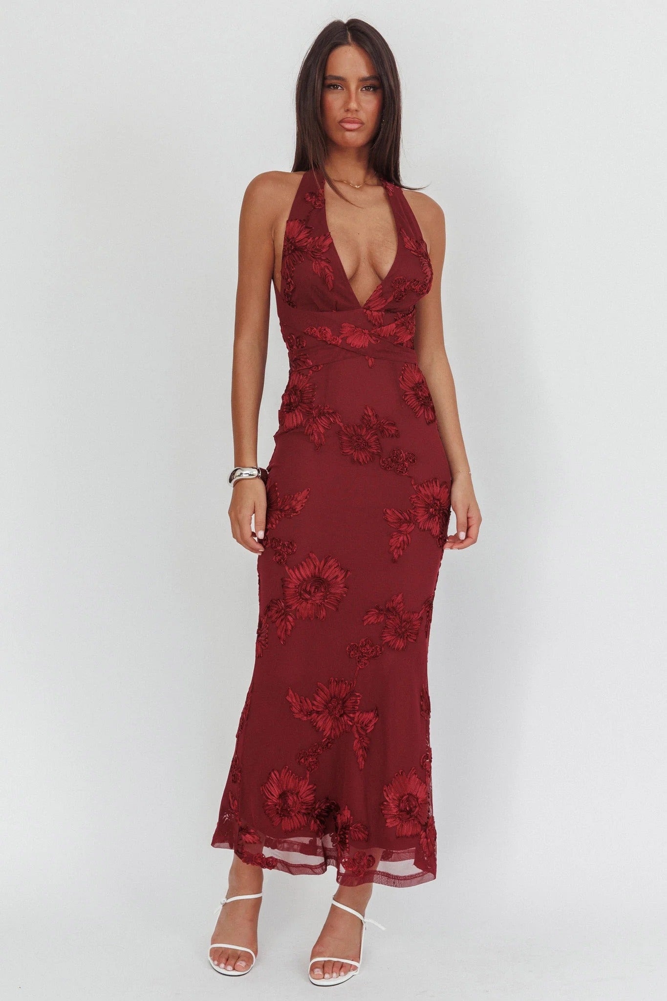 Cipriana maxikjole – mesh-eleganse
