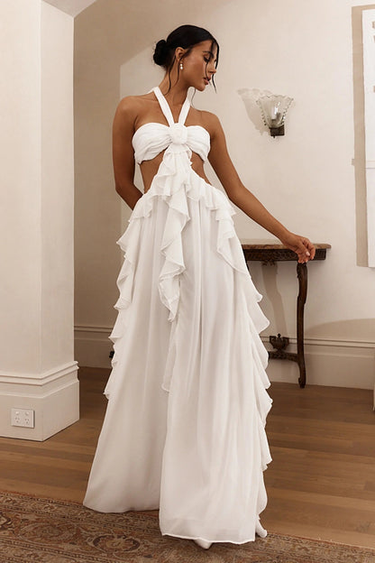 Santiago maxikjole – stroppeløs chiffon
