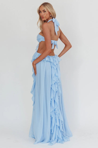 Santiago maxikjole – stroppeløs chiffon