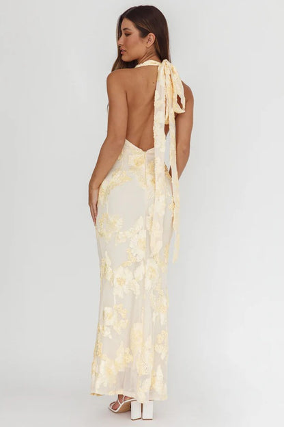 Cipriana maxikjole – mesh-eleganse